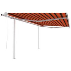 Vidaxl Avtomatsko zložljiva tenda s stebrički 4,5x3 m oranžna in rjava