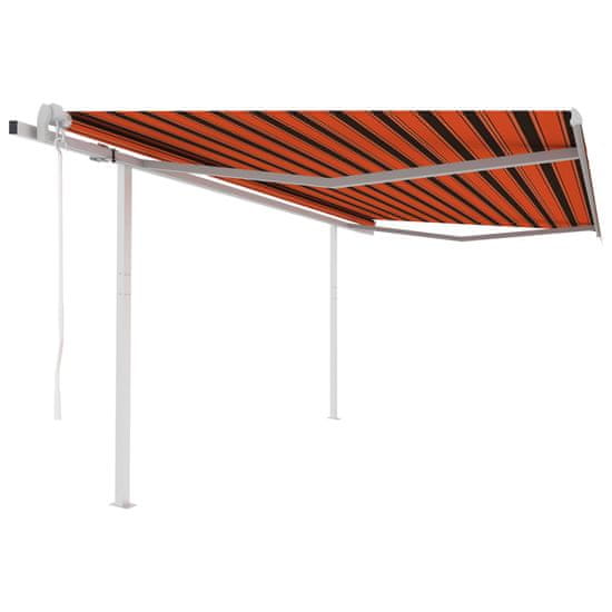 Vidaxl Avtomatsko zložljiva tenda s stebrički 4,5x3 m oranžna in rjava
