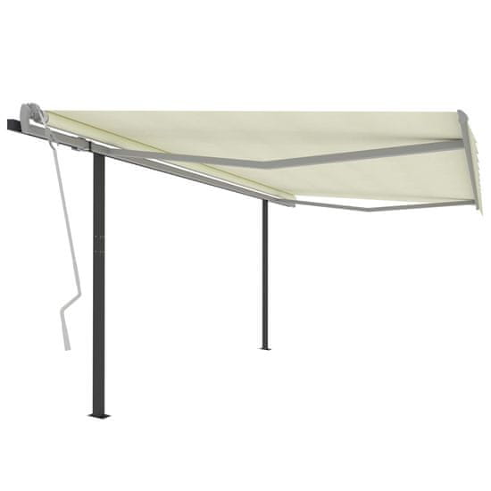 Vidaxl Ročno zložljiva tenda s stebrički 4,5x3,5 m krem