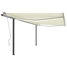 Vidaxl Avtomatska tenda LED + senzor 4x3,5 m krem