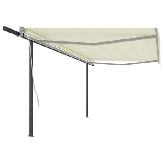 Vidaxl Avtomatsko zložljiva tenda s stebrički 5x3 m krem