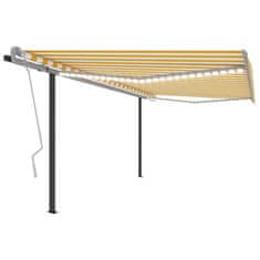 Vidaxl Avtomatska tenda LED + senzor 4x3,5 m rumena in bela
