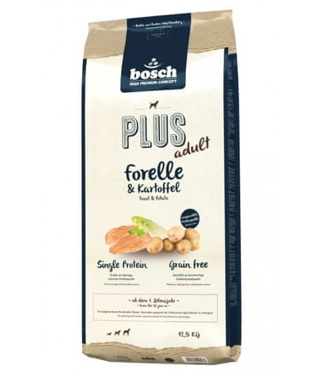 Bosch Plus Adult hrana za pse, brez žitaric, 12,5 kg, postrv & krompir