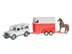 Kids Globe Land Rover, kovinski, 14,5 cm s konjsko prikolico in konjem