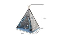 Aga4Kids Otroški Teepee Zvezde Sivo-modra