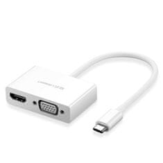 Ugreen MM123 adapter USB-C - HDMI / VGA, belo