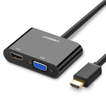 Ugreen CM101 adapter HDMI - VGA / HDMI / 3.5mm jack, črna