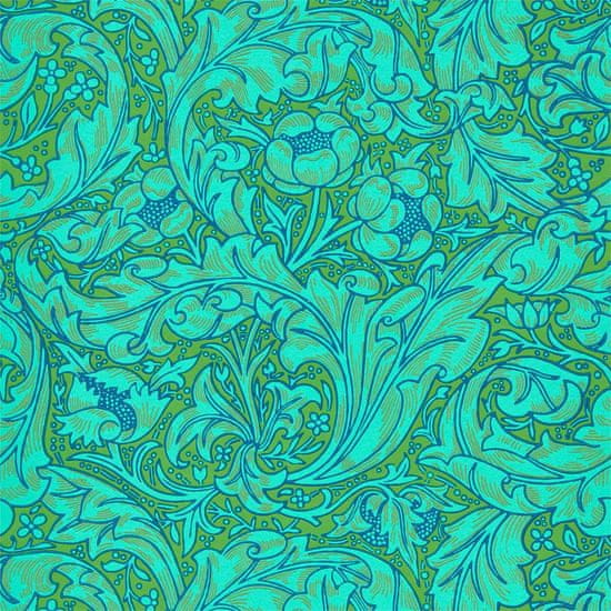 MORRIS & CO. Tapeta BACHELORS BUTTON 216959, kolekcija BEN PENTREATH THE QUEEN SQUARE, olivno turkizna