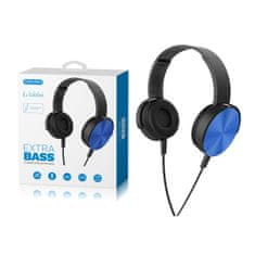 Maxam Slušalke extraBASS z mikrofonom stereo 1.2m kabla modre