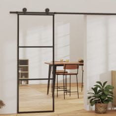 Vidaxl Drsna vrata z opremo ESG steklo in aluminij 76x205 cm