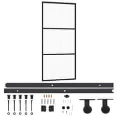 Vidaxl Drsna vrata z opremo ESG steklo in aluminij 90x205 cm
