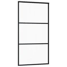 Vidaxl Drsna vrata z opremo ESG steklo in aluminij 102x205 cm