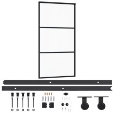 Vidaxl Drsna vrata z opremo ESG steklo in aluminij 102x205 cm