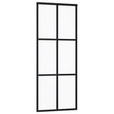 Vidaxl Drsna vrata z opremo ESG steklo in aluminij 76x205 cm