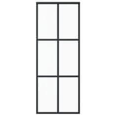 Vidaxl Drsna vrata z opremo ESG steklo in aluminij 76x205 cm