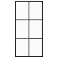Vidaxl Drsna vrata z opremo ESG steklo in aluminij 102x205 cm
