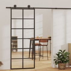 Greatstore Drsna vrata z opremo ESG steklo in aluminij 76x205 cm