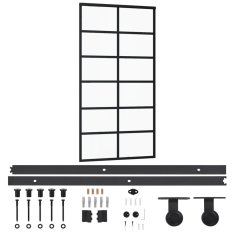 Vidaxl Drsna vrata z opremo ESG steklo in aluminij 102x205 cm