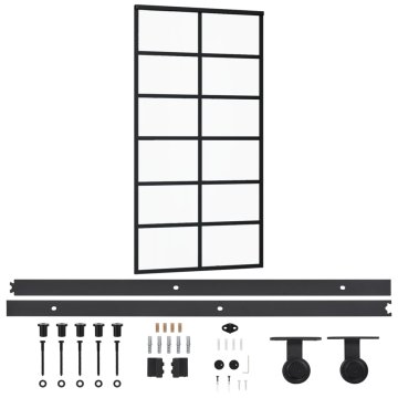 Vidaxl Drsna vrata z opremo ESG steklo in aluminij 102x205 cm