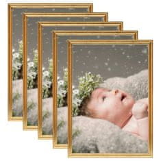 Vidaxl Foto okvirji 5 kosov namizni zlati 15x21 cm MDF