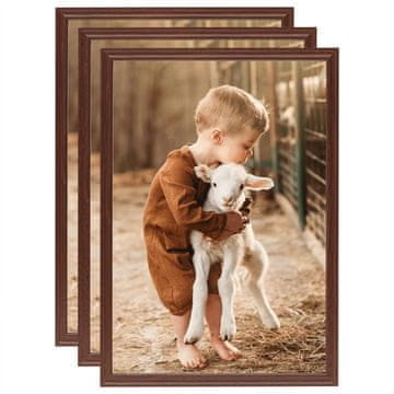 Vidaxl Foto okvirji 3 kosi namizni rjavi 15x21 cm MDF