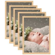 Vidaxl Foto okvirji 5 kosov namizni svetel hrast 15x21 cm