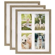 Vidaxl 3D foto okvirji 3 kosi naravni 28x35 cm za 4x(10x15cm) slike