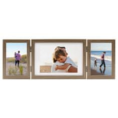 Greatstore Tridelni fotografski okvir, svetlo rjava barva, 22x15 cm+2x(10x15 cm)