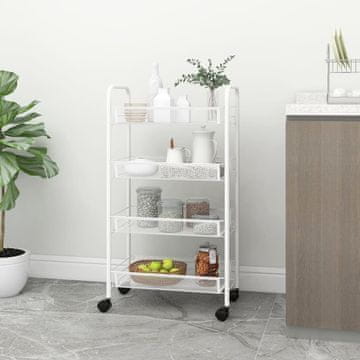 Vidaxl vidaXL Kuhinjski voziček s 4 nadstropji bel 46x26x85 cm železo