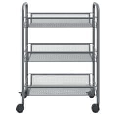 shumee 3-nadstropni kuhinjski voziček siv 46x26x64 cm železo