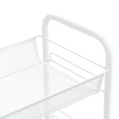 Greatstore 3-nadstropni kuhinjski voziček bel 46x26x64 cm železo