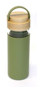 Steklenička z bamboo pokrovom, 0,48 l, zelena