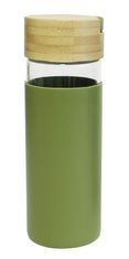 Domy steklenička z bamboo pokrovom, 0,48 l, zelena