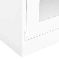 Vidaxl Pisarniška omara bela 90x40x180 cm jeklo in kaljeno steklo