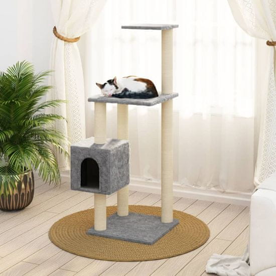 Vidaxl Mačje drevo s praskalniki iz sisala svetlo sivo 104 cm