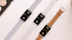 Huawei Watch Fit mini, svetlo zlato aluminijasto ohišje, bel usnjeni pašček