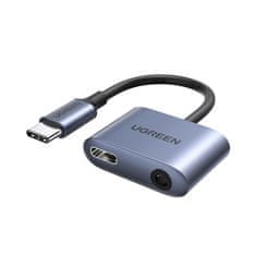 Ugreen CM231 avdio adapter USB-C - USB-C PD QC / 3.5mm jack, siva