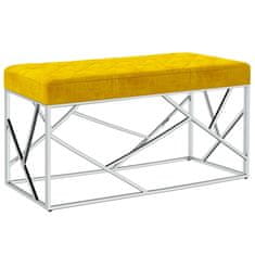 Vidaxl Klop 97 cm gorčično rumeno žametno blago in nerjaveče jeklo