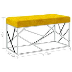 Vidaxl Klop 97 cm gorčično rumeno žametno blago in nerjaveče jeklo