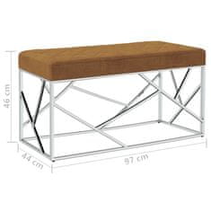 Vidaxl Klop 97 cm rjavo žametno blago in nerjaveče jeklo