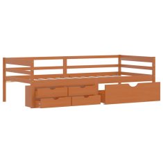 Vidaxl Posteljni okvir s predali in omaro medeno rjav 90x200 cm