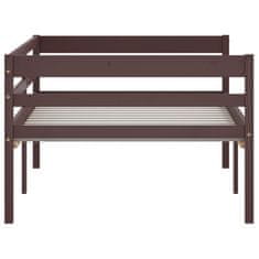 Vidaxl Posteljni okvir temno rjav iz trdne borovine 90x200 cm