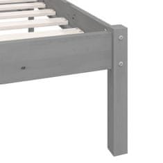 Vidaxl Posteljni okvir siv iz trdne borovine 135x190 cm UK Double