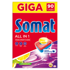 Somat All in 1 tablete za pomivalni stroj, limona&limeta, 90/1