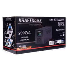Kraft&Dele 1200W UPS brezprekinitveno napajanje z LCD 2000VA