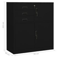 Vidaxl Pisarniška omara črna 90x40x102 cm jeklo