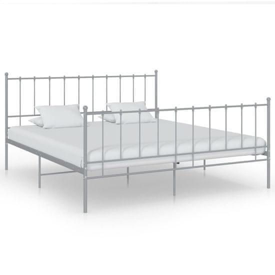 Vidaxl Posteljni okvir siv kovinski 200x200 cm