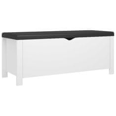 Vidaxl Škatla z blazino bela 105x40x45 cm iverna plošča