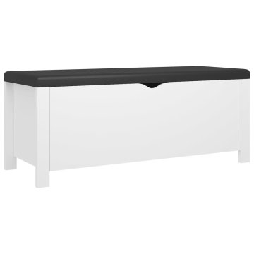 Vidaxl Škatla z blazino bela 105x40x45 cm inženirski les
