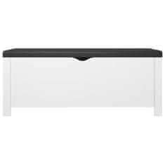 Vidaxl Škatla z blazino bela 105x40x45 cm iverna plošča